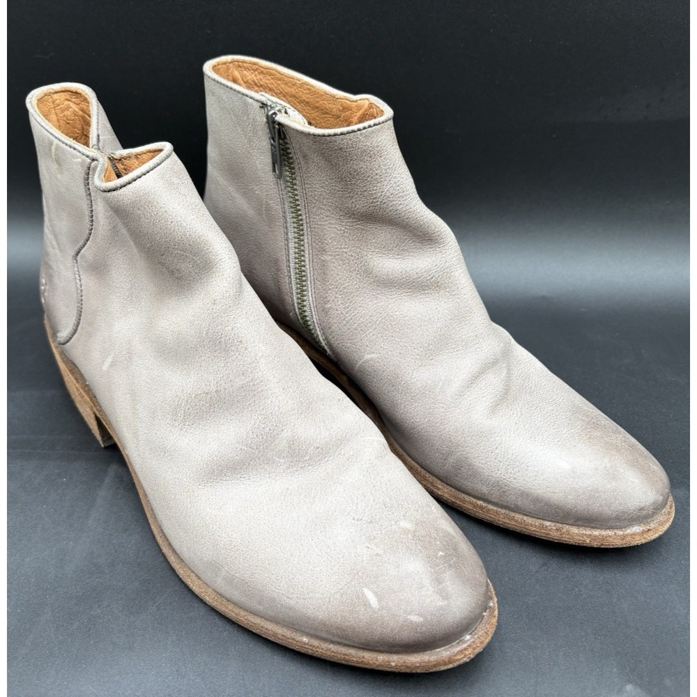 Frye Women's Boot's Gray Graphite Carson Leather Western Ankle Zip Bootie Casual
